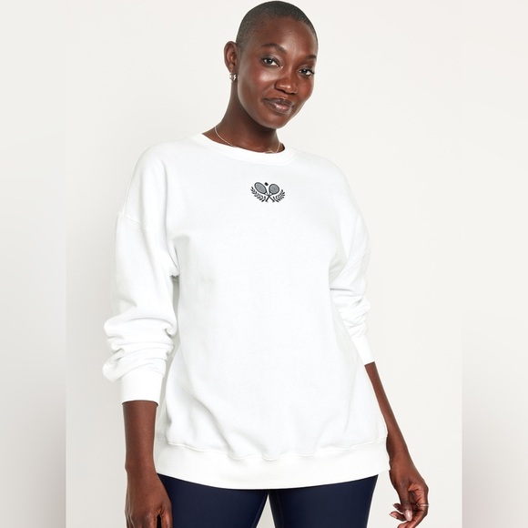 Old Navy Oversized Tunic Crewneck Sweatshirt White - Picture 3 of 12
